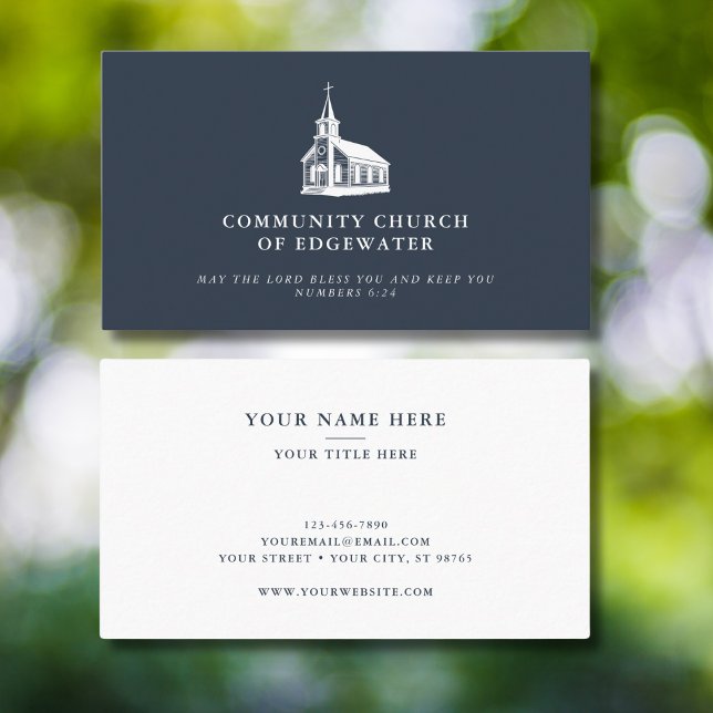 Carte De Visite Christian Pastor Minimal Country Church Logo Marin (Créateur téléchargé)