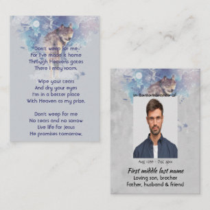 Carte De Visite Christian Pocket Keepsaké loup commémoratif