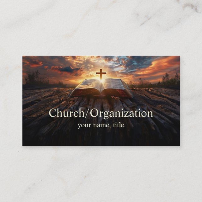 Carte De Visite Christianisme - Croix religieuse et Horizon bibliq (Devant)