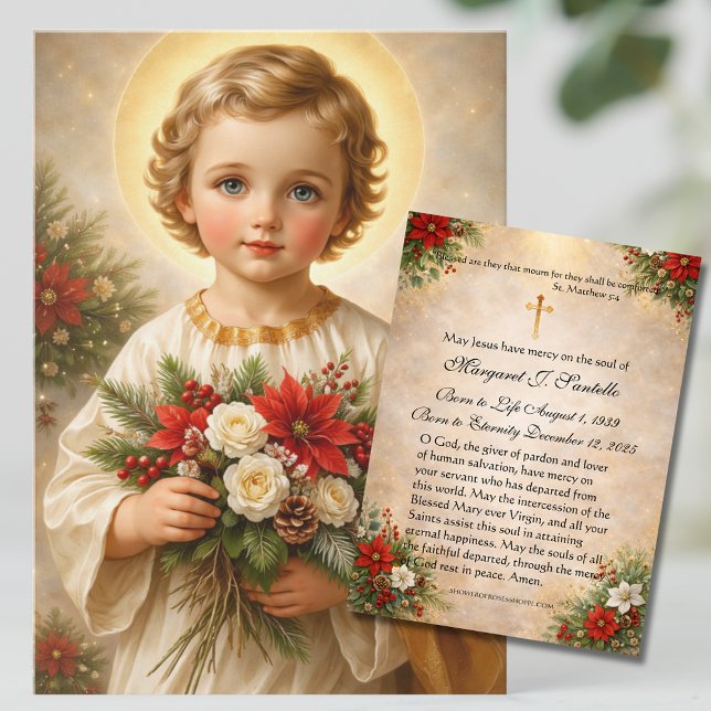 Carte De Visite Christmas Child Jesus Catholic Funeral Memorial  (Créateur téléchargé)