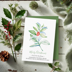 Carte De Visite Christmas Greenery Moving Announcement Insertion