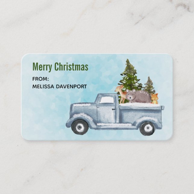 Carte De Visite Christmas Truck Carrying Trees & Animals (Devant)
