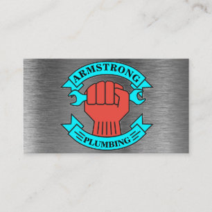 Carte De Visite Chrome Metal Design Plumbing Service de réparation