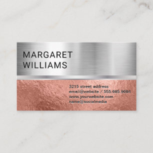 Carte De Visite Chrome métallique   Huile d'or rose