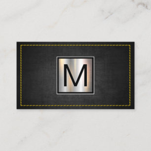 Carte De Visite Chrome métallique   Textures foncées Jaunes piqués