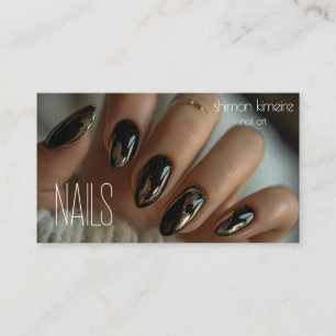 Carte De Visite Chrome Or Dor Fondu sur Nail Art Noir 