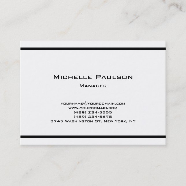 Carte De Visite Chubby Plain Noir Blanc Gestionnaire Consultant (Devant)