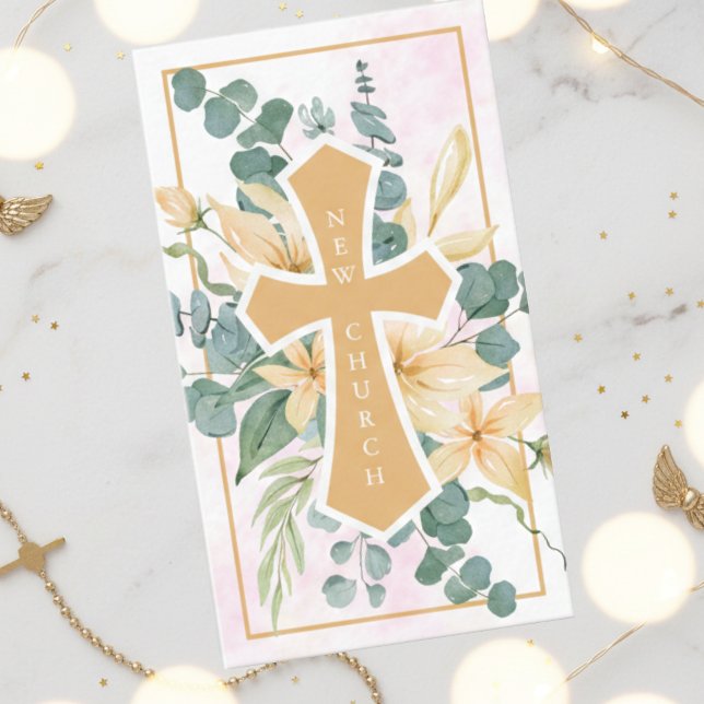 Carte De Visite Church floral cross (Créateur téléchargé)