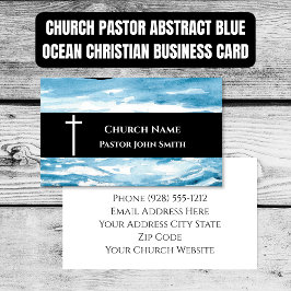 Carte De Visite Church Pastor Abstract Blue Ocean Christian