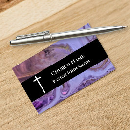 Carte De Visite Church Pastor Purple Marble Christian
