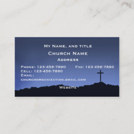 Carte De Visite Ciel bleu d'église/silhouette religieuse de croix