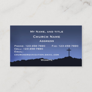 Carte De Visite Ciel bleu d'église/silhouette religieuse de croix