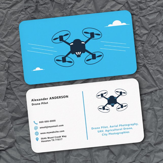 Carte De Visite Ciel bleu - Pilote de drone (Blue Sky - Drone Pilot Business Card)