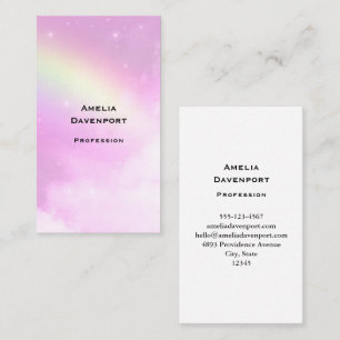 Carte De Visite Ciel rose avec Citron jaune arc-en-ciel
