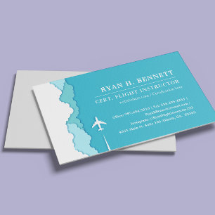 Carte De Visite Cieux Amicaux Instructeur de vol Style Turquoise