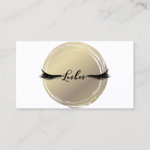 Carte De Visite Cils Luxe Or & Blanc Glamour Moderne