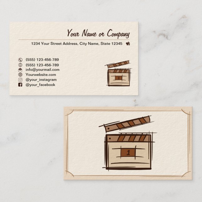 Carte De Visite cinéaste, producteur de films, réalisateur, acteur (Devant / Derrière)