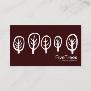 Carte De Visite Cinq arbres - Blanc sur Brown foncé
