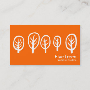 Carte De Visite Cinq arbres - blanc sur l'orange