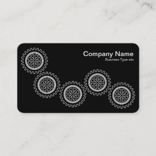 Carte De Visite Cinq engrenages - blanc sur noir - gris arrière