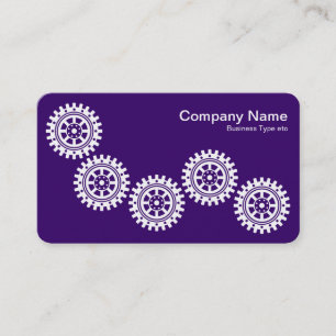 Carte De Visite Cinq engrenages II - blanc sur violet profond - gr