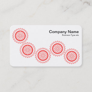 Carte De Visite Cinq engrenages - Rouge et Blanc - Dos gris