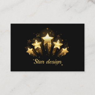 Carte De Visite Cinq étoiles d'or en noir