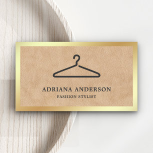 Carte De Visite Cintre de mode en cuir noir tan pour vêtements