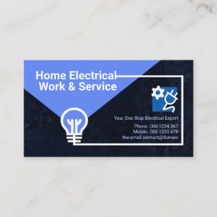 Carte De Visite Circuit électrique bleu foncé Grunge Électricie