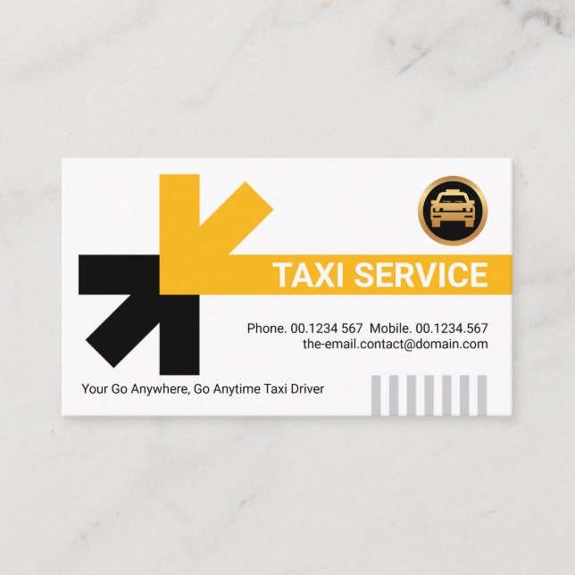 Carte De Visite Circuits de Voyage Taxi Jaune Stylé Taxi Conducteu (Devant)