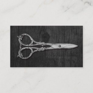 Carte De Visite Ciseau Argent Antique Elégante gamme de cheveux en