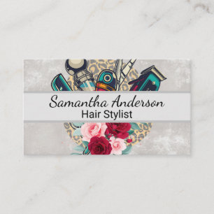 Carte De Visite Ciseaux à pinces à barbier   Rose