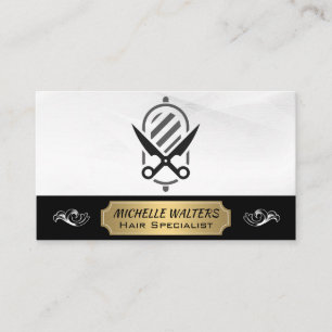 Carte De Visite Ciseaux Barbershop Logo Pole en barbre