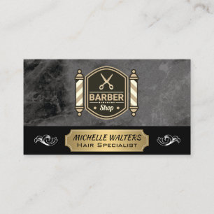 Carte De Visite Ciseaux Barbershop   Poteau en barbier