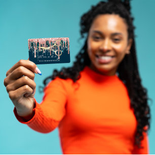 Carte De Visite Ciseaux Coiffeur professionnel Rose Blue Gold