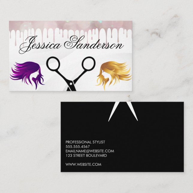 Carte De Visite Ciseaux | Coloris | Cheveux femmes (Devant / Derrière)