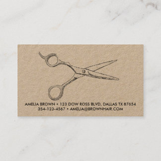 Carte De Visite Ciseaux de coiffeur Chic Dessin Barbier SUR MESURE