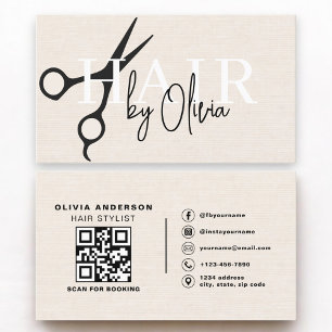 Carte De Visite Ciseaux de coiffeur Code QR Lin