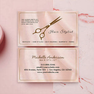 Carte De Visite Ciseaux de coiffeur en or rose moderne Design
