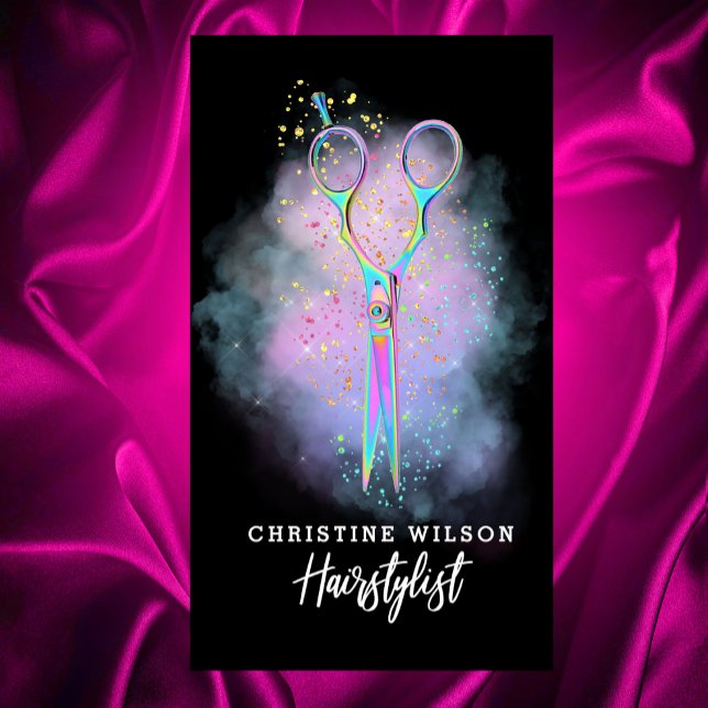 Carte De Visite ciseaux de coiffure sur nuage violet (Créateur téléchargé)