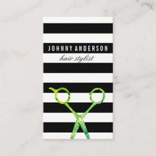 Carte De Visite Ciseaux de Motif à bande chic / Variation