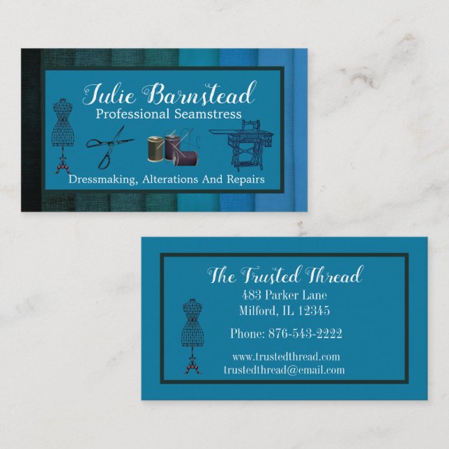 Carte De Visite Ciseaux en tissu de tissu de marnequin (Devant / Derrière)