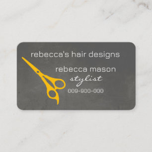 Carte De Visite ciseaux jaunes et gris coiffeur coiffeur salon per