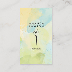 Carte De Visite Ciseaux Liste des cheveux Aquarelle