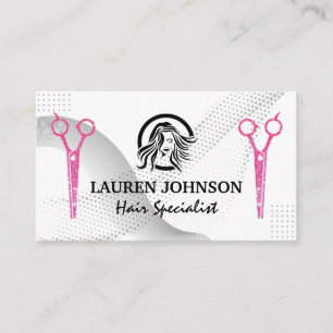 Carte De Visite Ciseaux Magenta Parties scintillant Salon Logo d