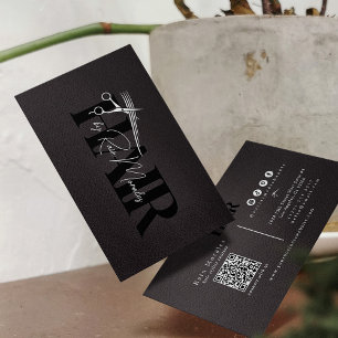 Carte De Visite Ciseaux noir/blanc chic coiffeur minimaliste