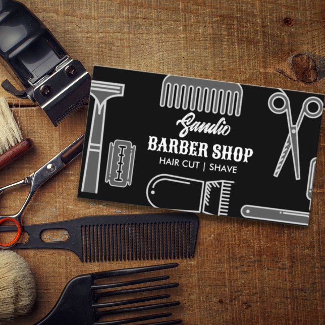 Carte De Visite ciseaux rétro peigne salon coiffeur coiffeur barbi (Créateur téléchargé)