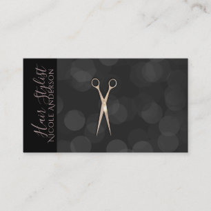 Carte De Visite Ciseaux Rose Gold Rose Minimaliste Coiffeur Noir