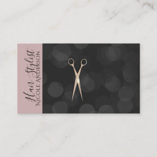 Carte De Visite Ciseaux Rose Gold Rose Noir Coiffeur