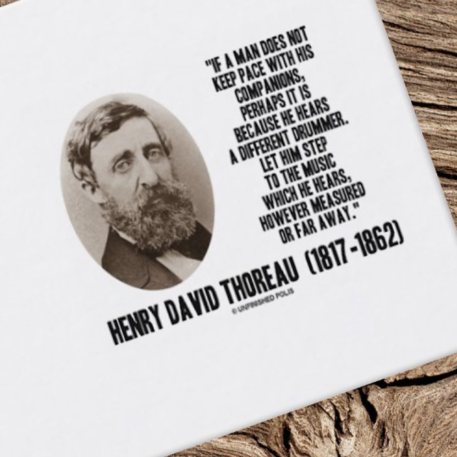 Carte De Visite Citation de batteur différente de Henry David Thor (Timeless Thoreau quote business card for any entrepreneur who hears a different drummer)